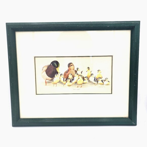 Framed Print "The Kids" By Art LaMay - Duck Family Scene - 13 x 16" Wooden Frame - Picture 1 of 8